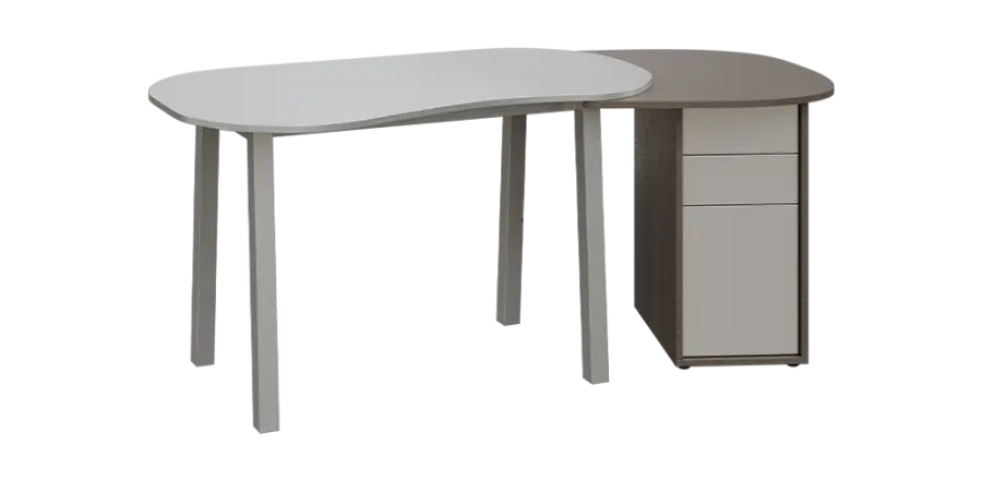 EFU 02 P stůl kancelářský, pravý, masivní dřevěná podnož, deska 18 mm, široký 1820 mm, metalická